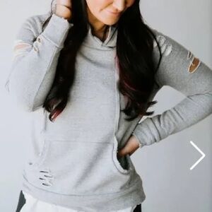 Chelsea Deboer by Lily & Lottie distressed hoodie in grey